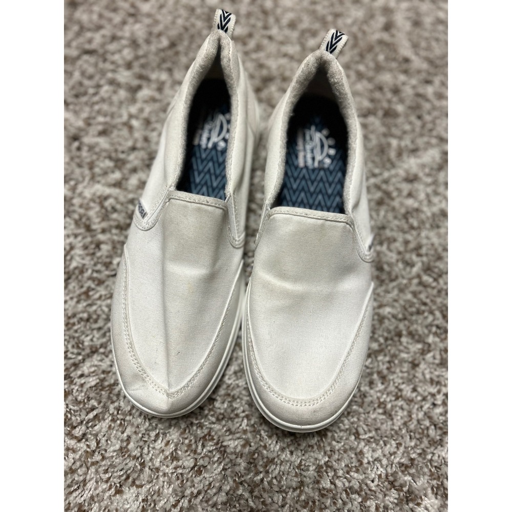 BOBS from Skechers White Canvas Slip On Memory Foam Sneakers Womens 9